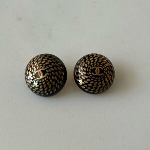 Chanel Black and Gold Vintage Earrings